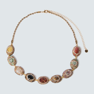 Fiorella Rubino - Collar con piedras multicolor y estrás - Oro