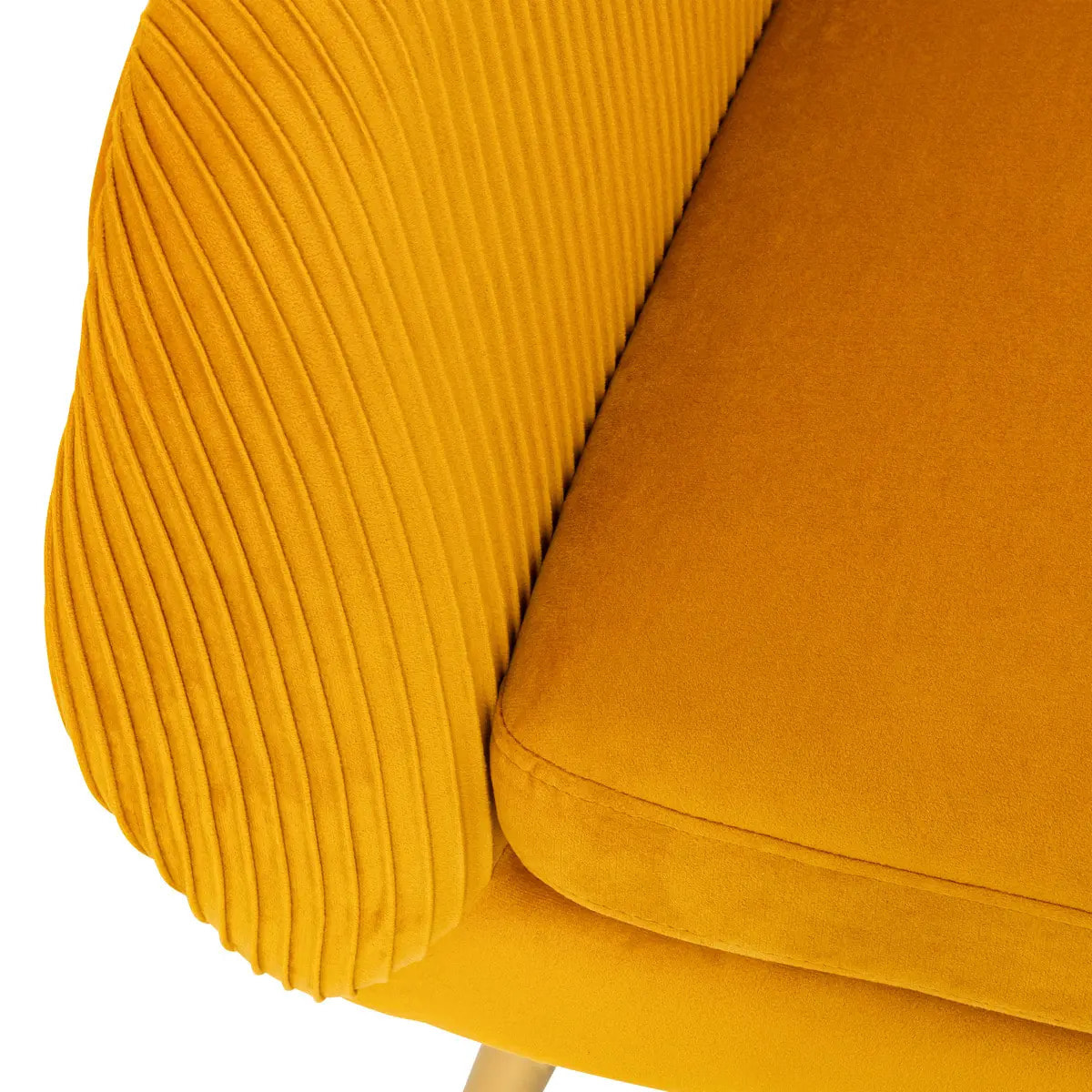 Fauteuil "Solaro" velours plissé jaune moutarde
