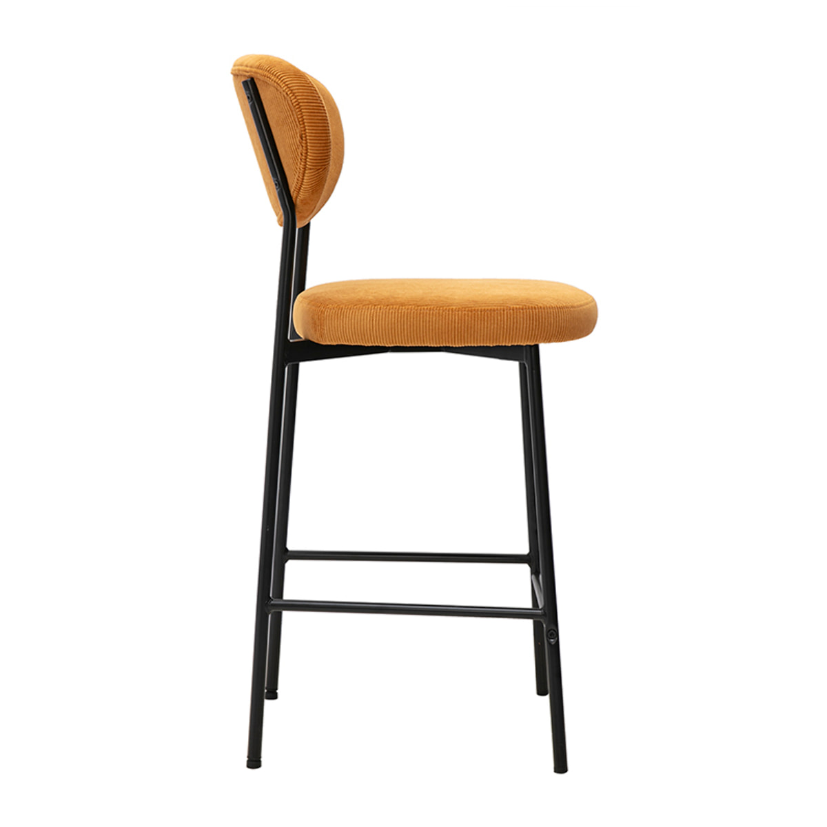 Tabourets de bar fixes en tissu velours côtelé jaune curry H65 cm (lot de 2) BREKA