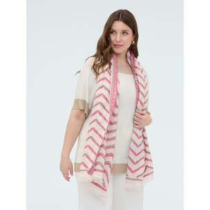 Fiorella Rubino - Fular largo con bordados y flecos - Fuchsia