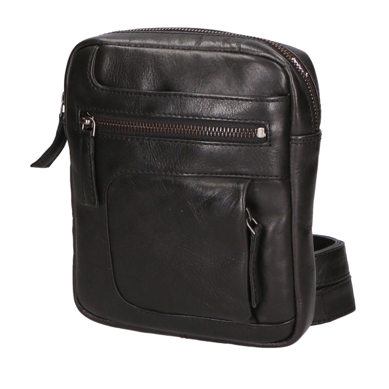 Borsa a tracolla unisex vera pelle - Modello False - 100% pelle di vacchetta - 17.0 x 19.0 x 4.0 cm