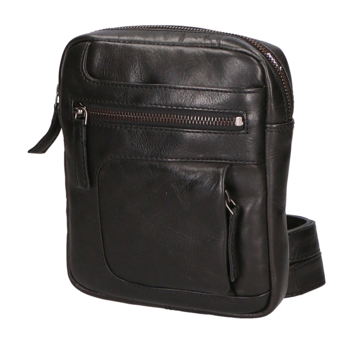 Borsa a tracolla unisex vera pelle - Modello False - 100% pelle di vacchetta - 17.0 x 19.0 x 4.0 cm