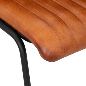 Chaise "Dario" métal cuir marron cognac