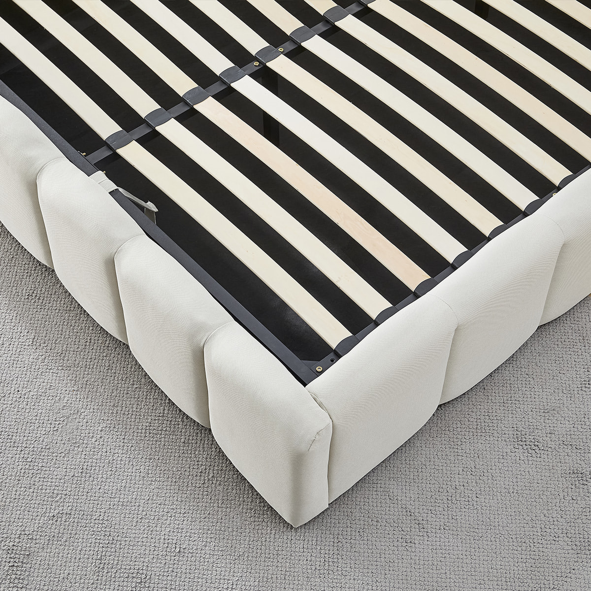 Lit Coffre en tissu beige Madeleine