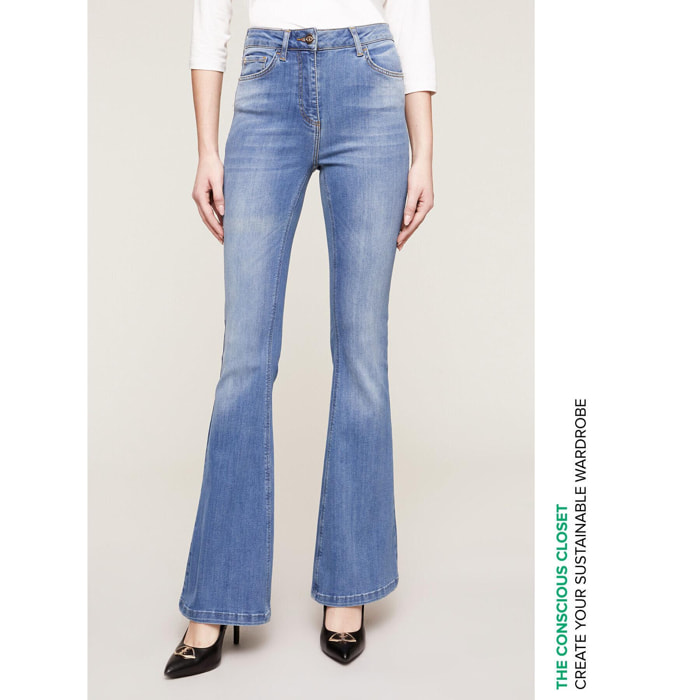 Motivi - Jeans flare Elle high waist - Azzurro