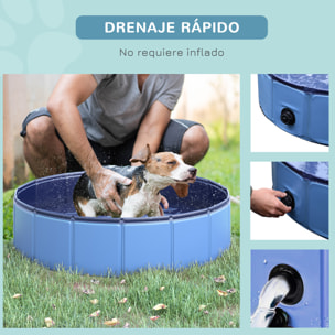 Piscina Plegable para Mascotas de PVC Madera Î¦80x20 cm Azul