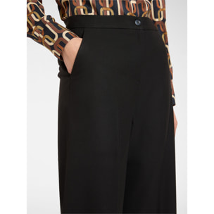 Elena Mirò - Pantalones capri de franela elástica - Negro