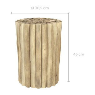 Table d'appoint de jardin ronde  en rondins de teck D30 cm - Imani