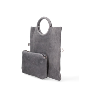 Borsa a mano da donna Made in Italy - Modello Zelia - Pelle scamosciata - 29.0 x 30.0 x 1.0 cm