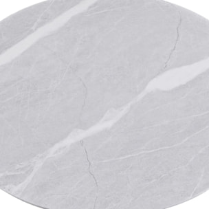 Tavolo alto da bar tondo con top in marmo grigio chiaro 70x70x104 cm - Rowan