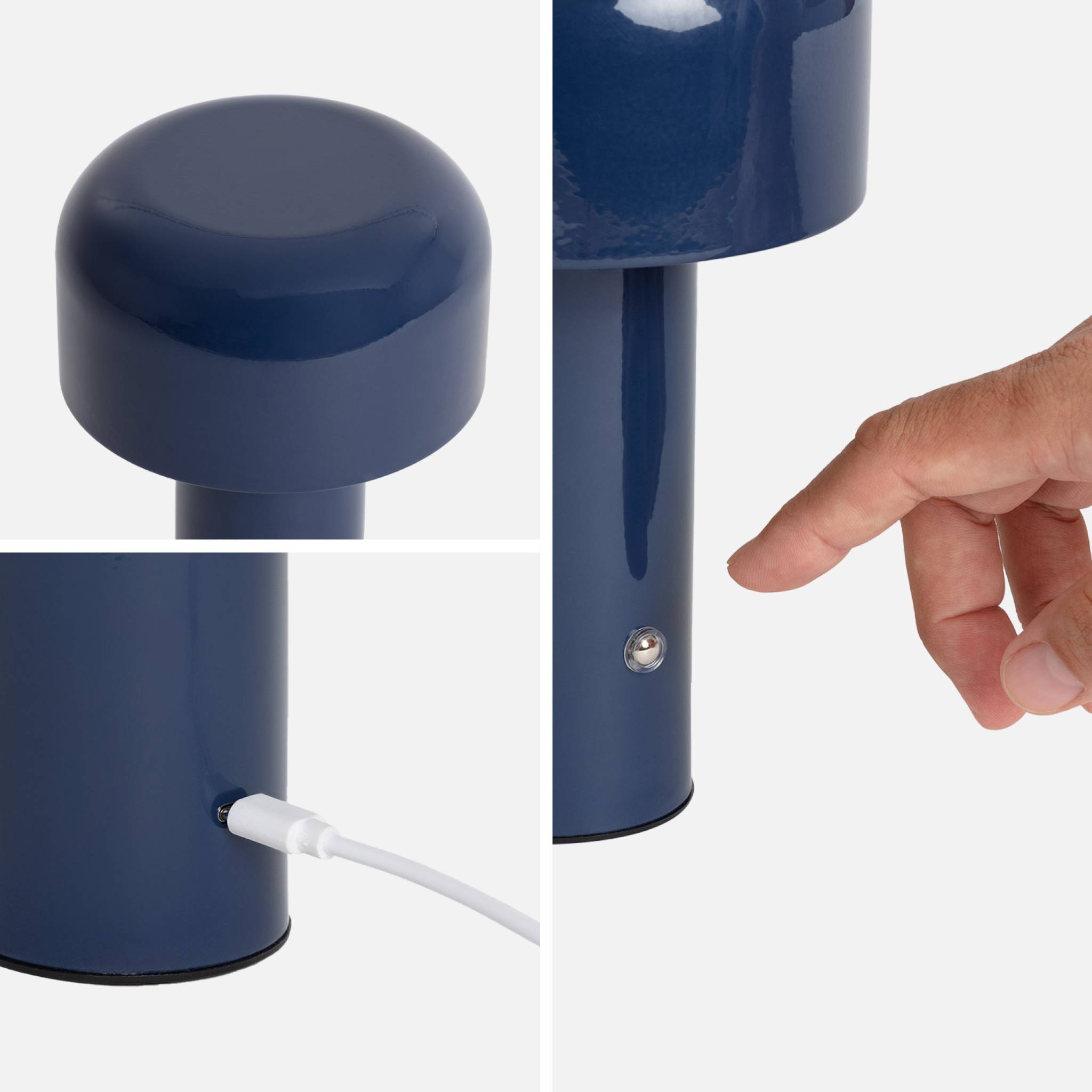 Lampe à poser LED sans fil rechargeable Victor bleu Ø 13cm