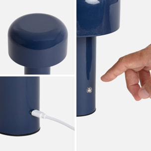 Lampe à poser LED sans fil rechargeable Victor bleu Ø 13cm