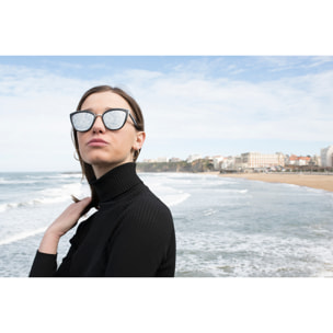 Gafas de sol PALO ALTO SEATTLE - De metal negro brillante y plateado brillante / Plana de pc con espejo plateado real