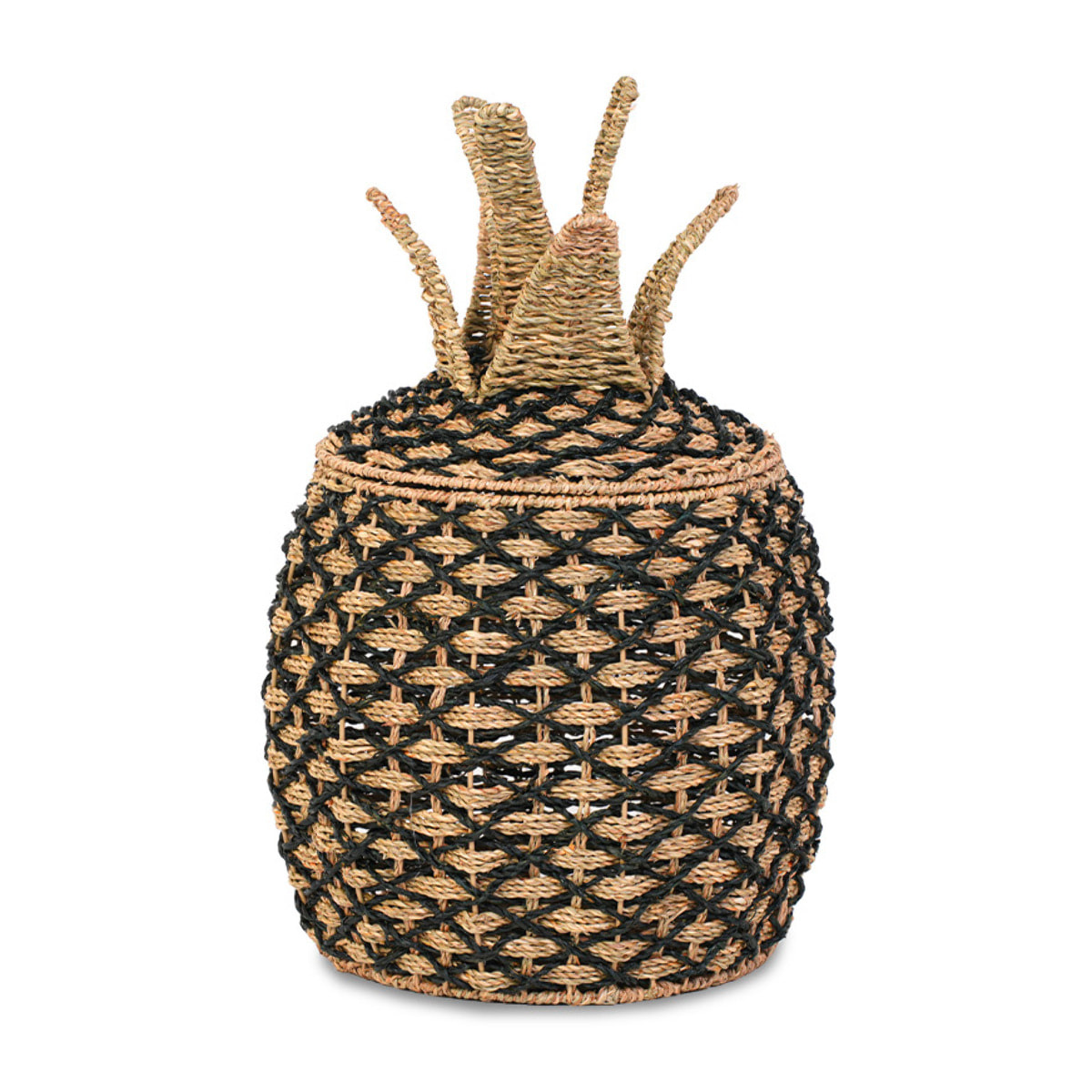 Panier ananas jonc de mer naturel et noir