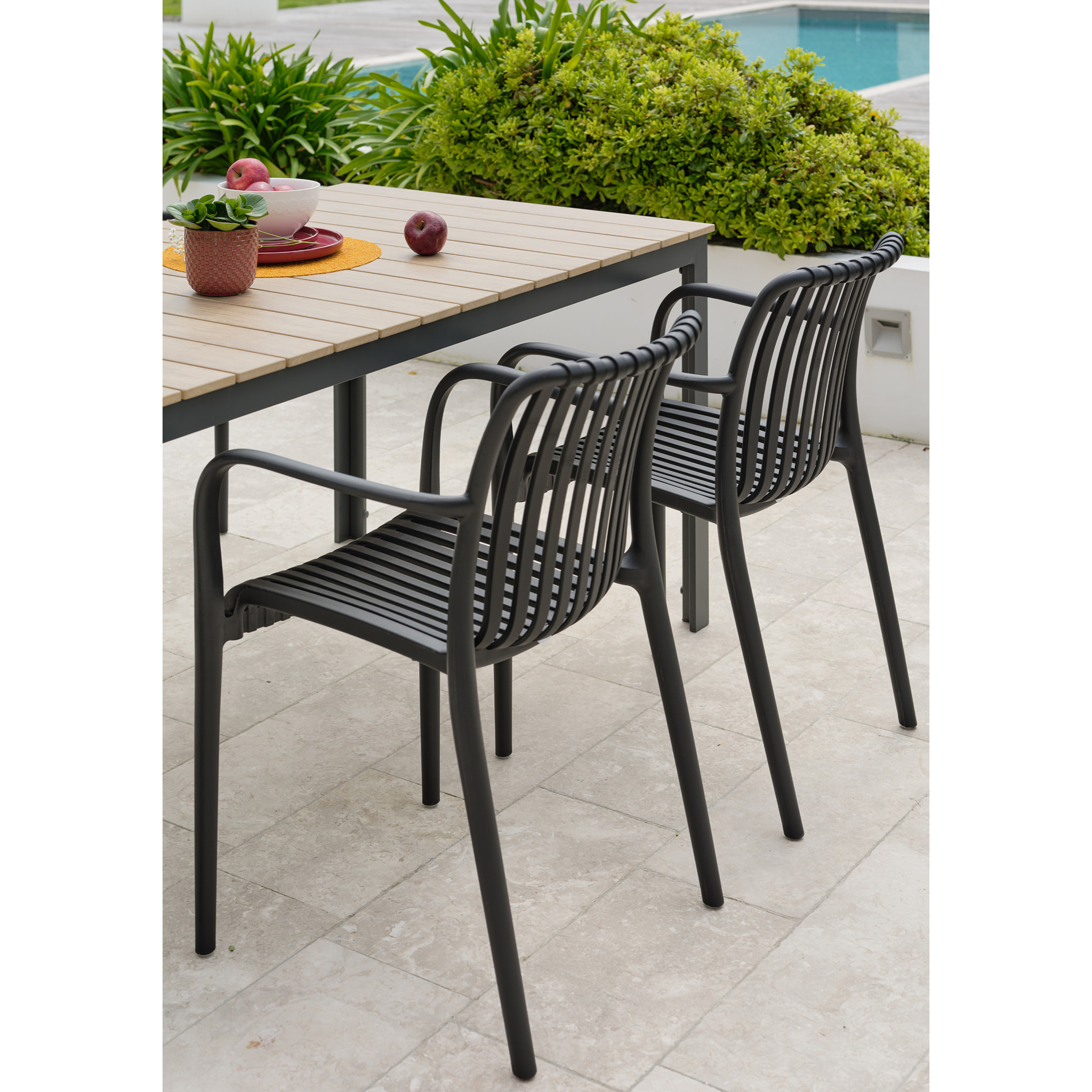 BOSTON - Ensemble repas de jardin 4 places en aluminium
