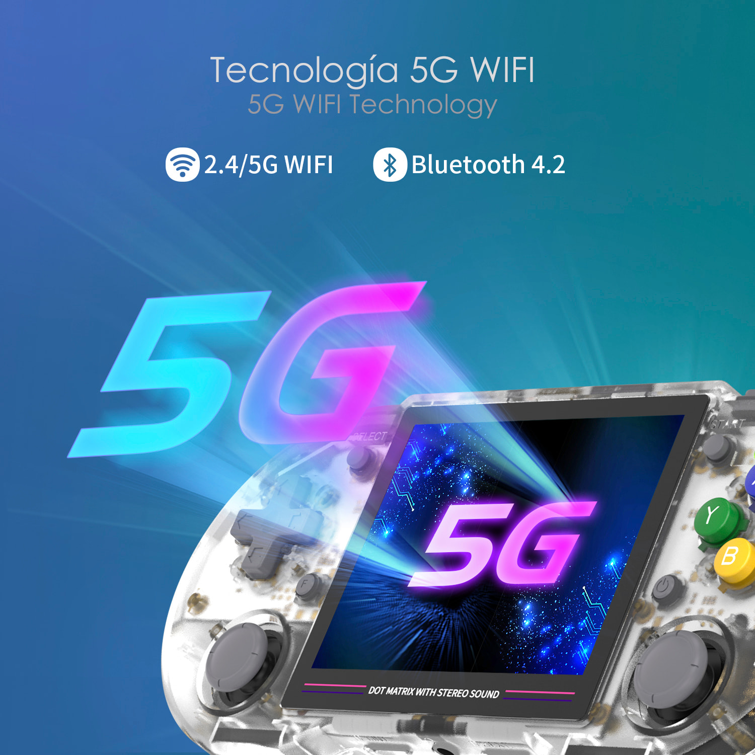 Console emulatore multipiattaforma RG353PS. Schermo IPS da 3,5"; sistema operativo Linux, quad-core da 1,8 GHz, WiFi, 128 GB. +23000 giochi.