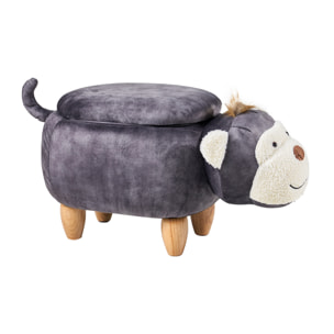 POUF IMBOTTITO PELLE SINTETICA - SCIMMIA GRIGIA C/CONTENITORE - misura: 64X32X35 cm