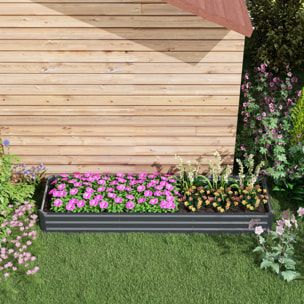 Carré potager rectangulaire dim. 240 x 60 x 30 cm tôle d'acier ondulé anthracite