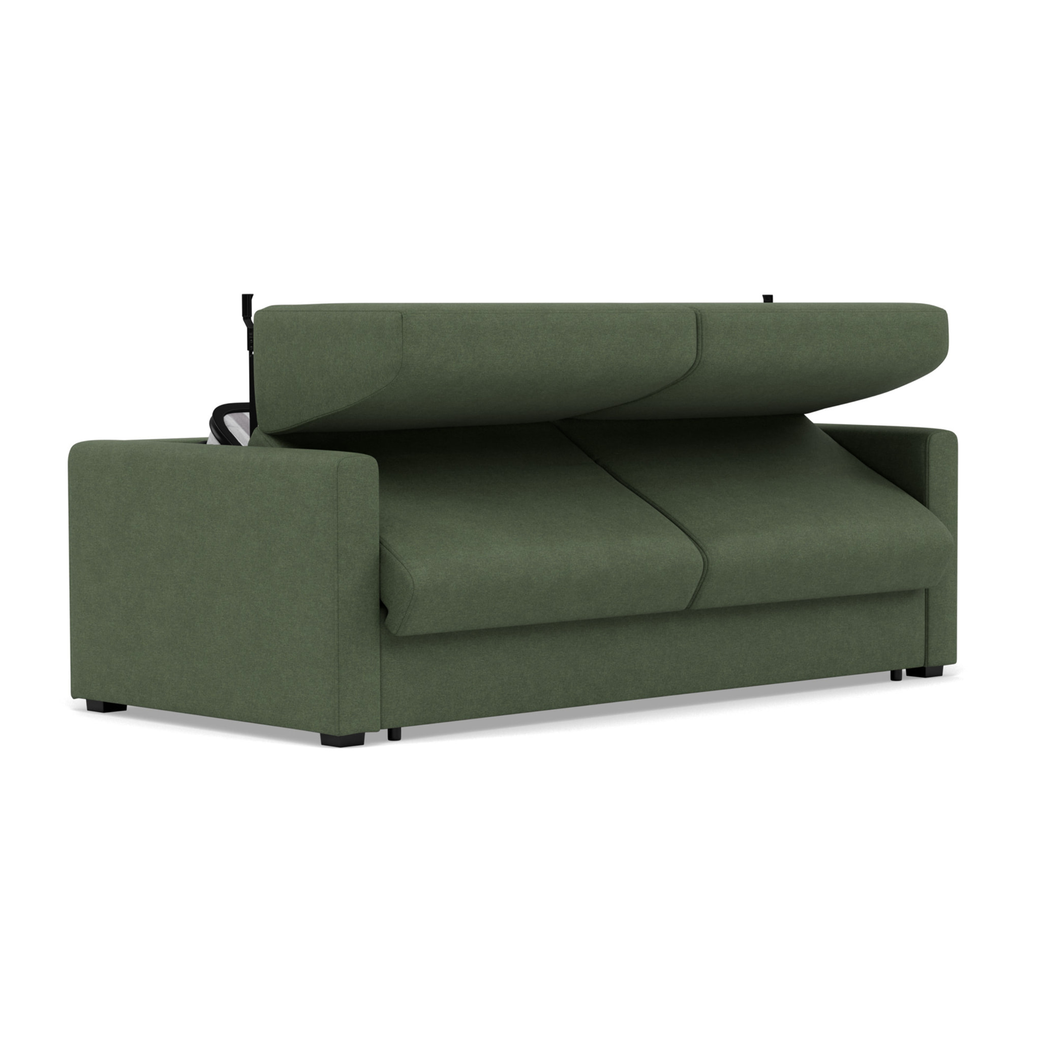Julia - canapé 3 places convertible couchage quotidien matelas 14 cm en tissu - Vert