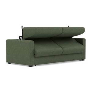 Julia - canapé 3 places convertible couchage quotidien matelas 14 cm en tissu - Vert