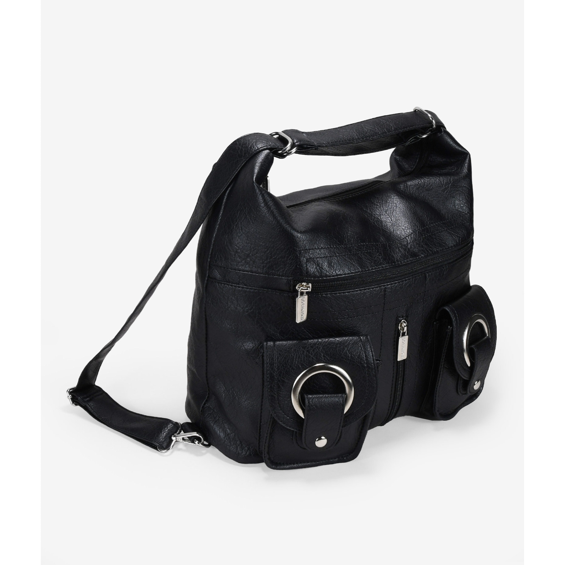 Bolso mochila negro con cremalleras