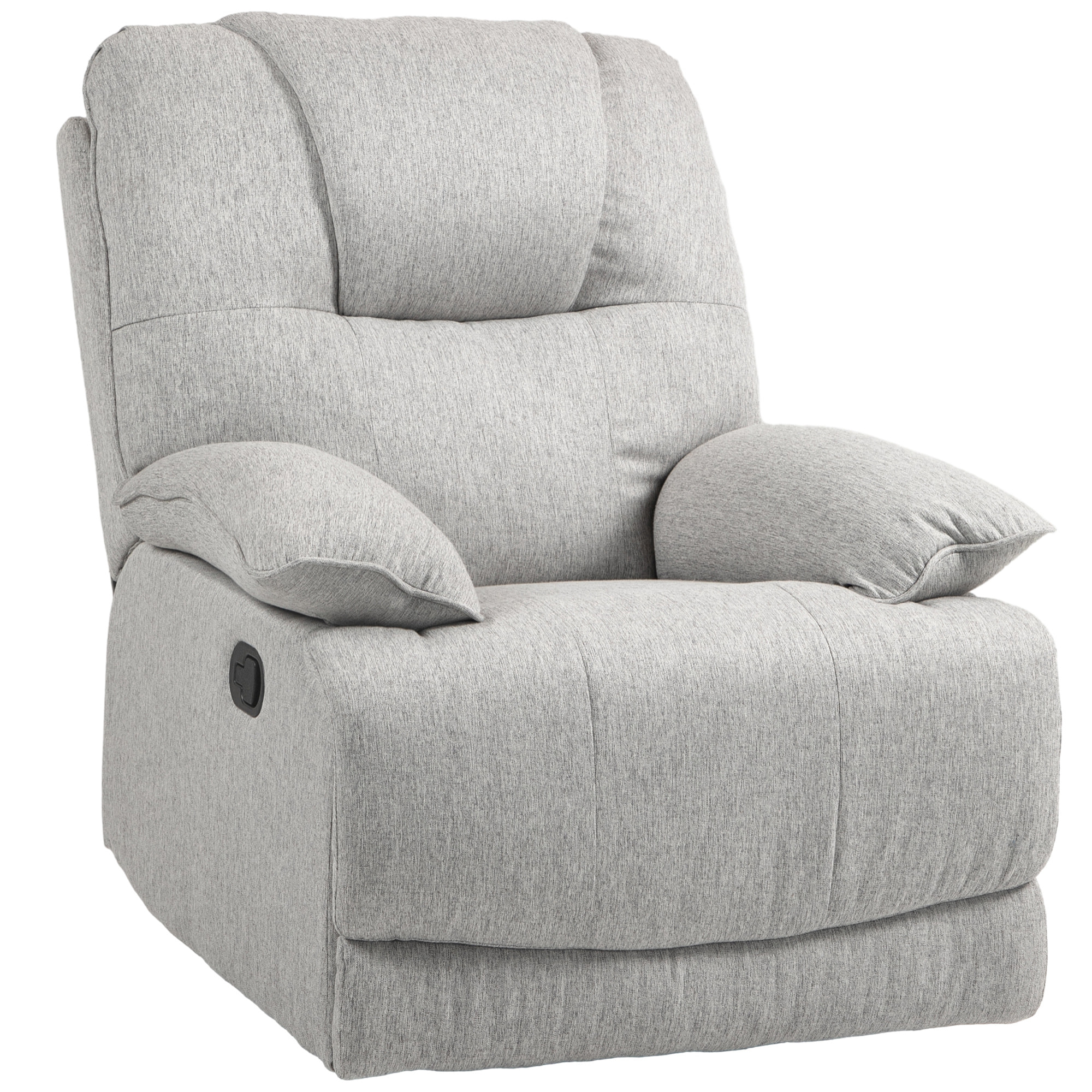 Fauteuil relax inclinable réglable repose-pied intégré tissu toucher lin gris clair