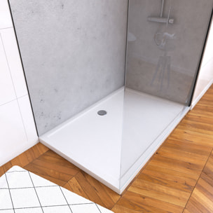 Pack Panneaux Muraux Light Grey 90+120x210 - Receveur 120x90 - Paroi 120x200 - Profils et Bras NOIR