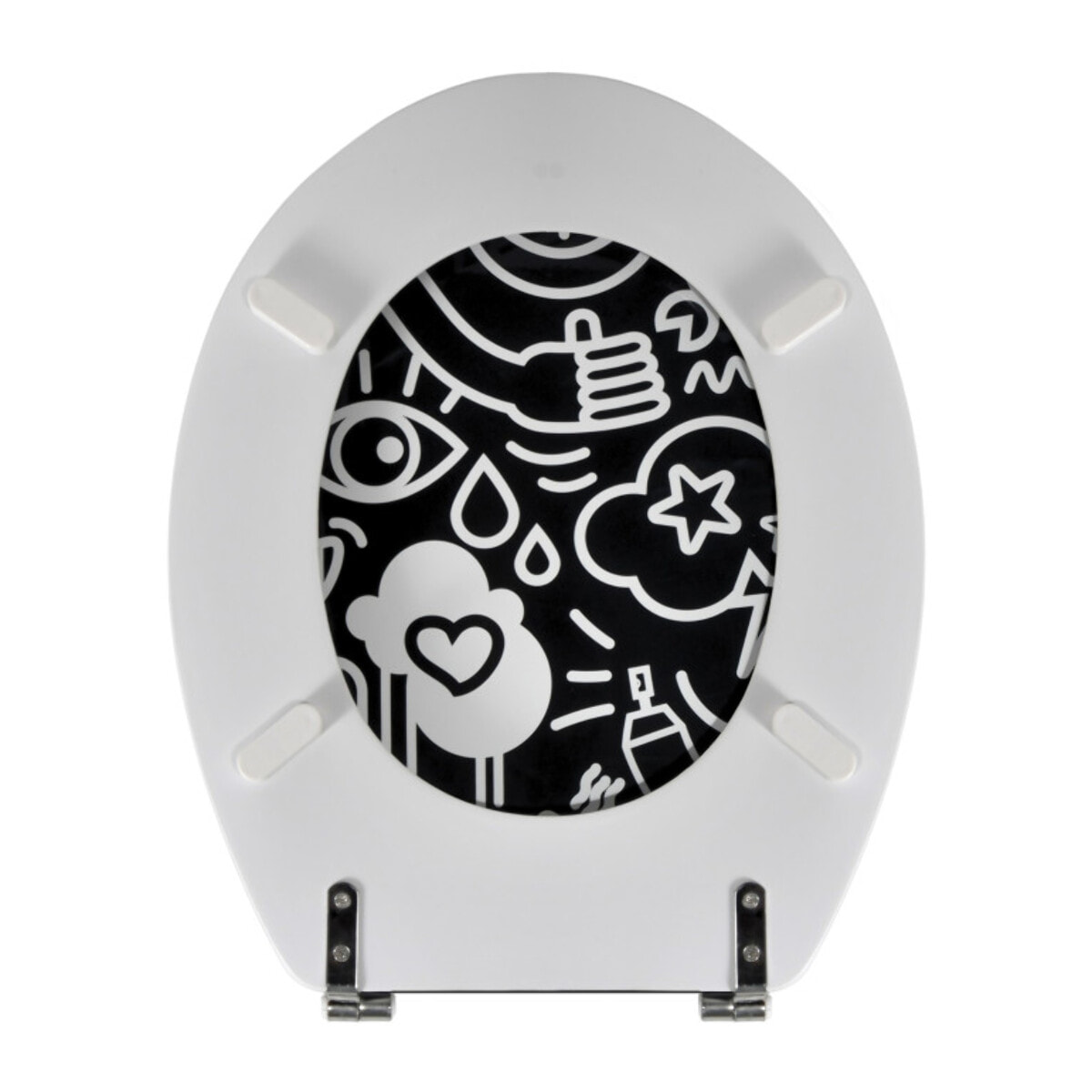 Abattant wc MDF STEEVE Noir - Charnières Inox MSV