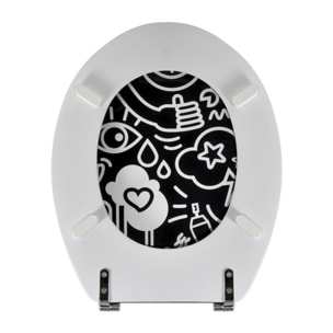 Abattant wc MDF STEEVE Noir - Charnières Inox MSV