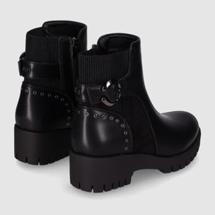 Botines de Piel Sintética - Negro - Tacón: 3 cm