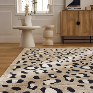 LEOVAH - Tapis salon motif léopard beige