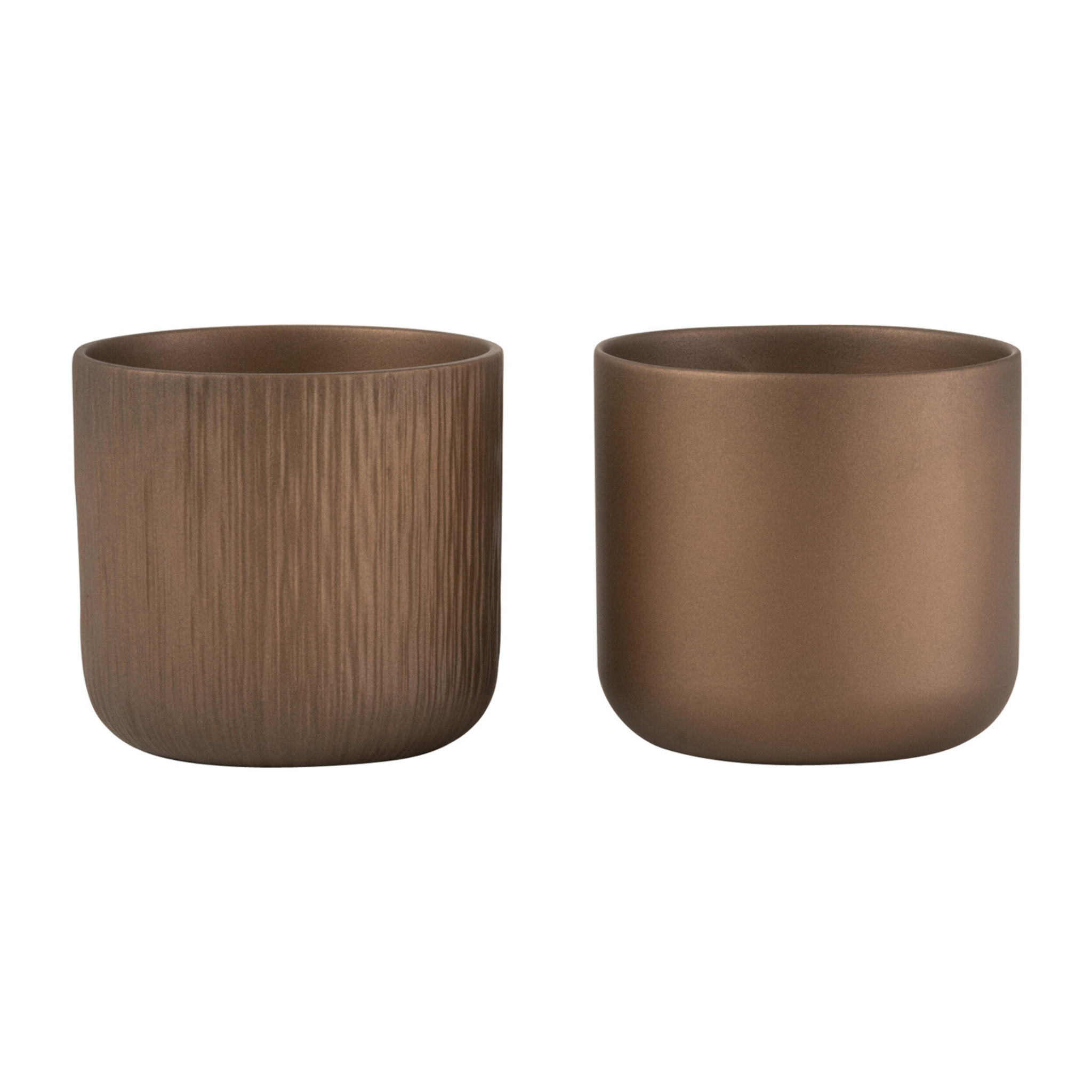 J-Line cache-pot Gen - céramique - or/cuivre - small - 2 pièces - Ø 13.5 cm