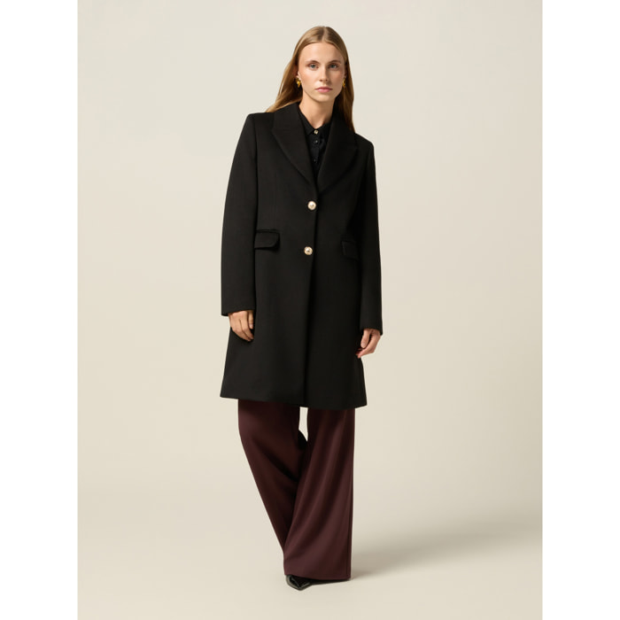 Oltre - Cappotto midi con bottoni dorati - Nero