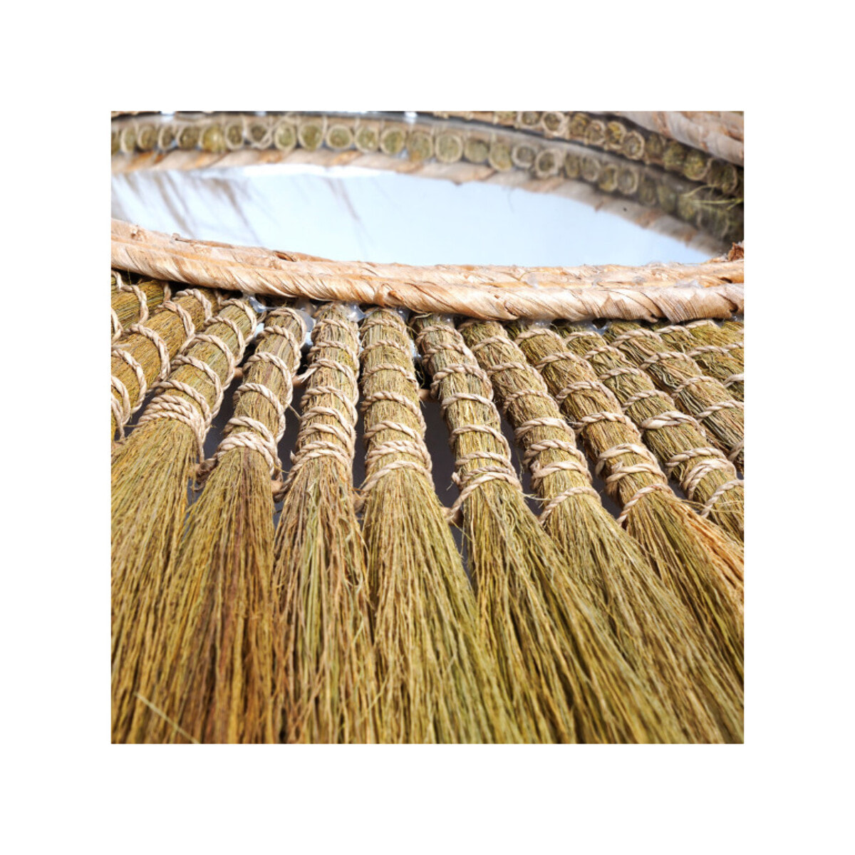 Miroir mural rond 116 cm en herbe de pampa - PLUME