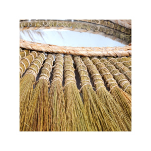 Miroir mural rond 116 cm en herbe de pampa - PLUME