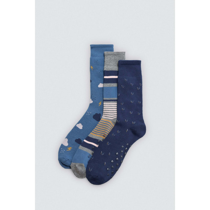 Confezione da 3 calzini termici antiscivolo stampati