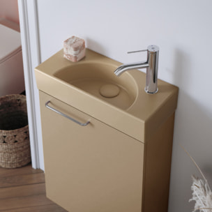 Lave-mains compact 50 cm Odéon Rive Gauche 1 trou de robinetterie à droite Argile satiné avec bonde