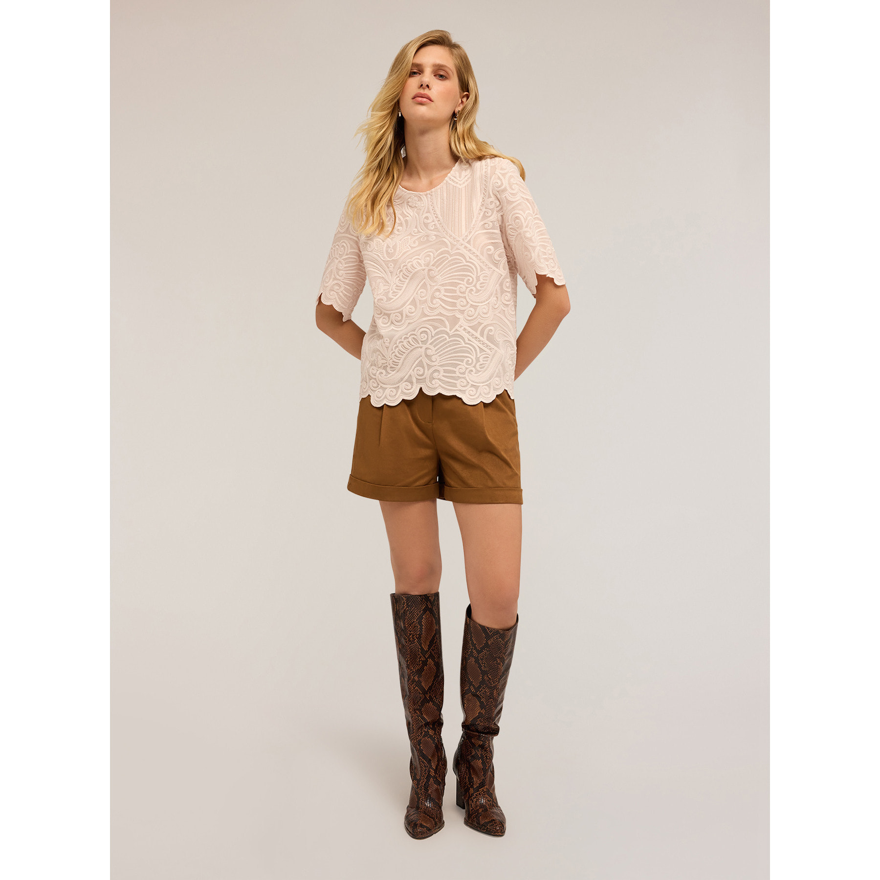 Motivi - Blusa in organza ricamata - Rosa