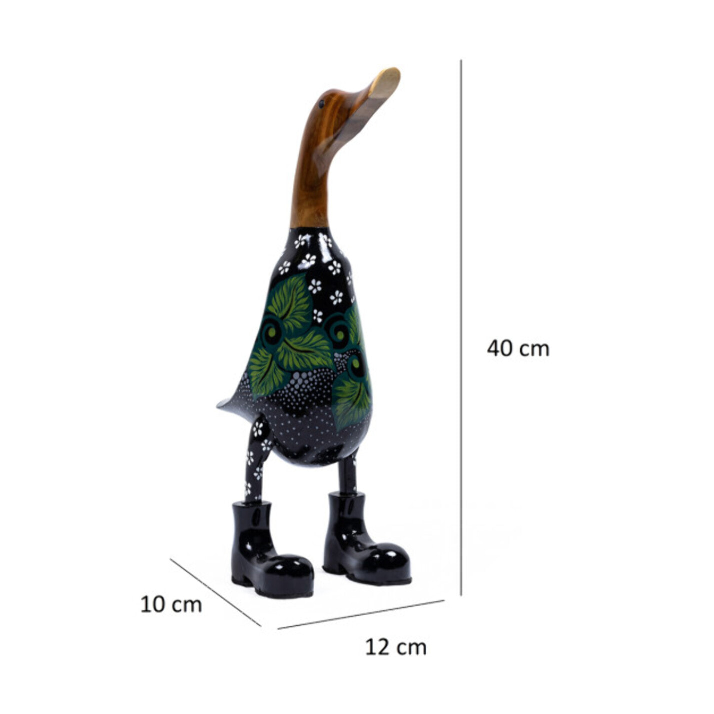 Statue H. 40 cm canard maillot fleuri en bois de teck - DUCK