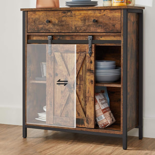 Credenza Industrial Loft in Legno Rustico e Acciaio