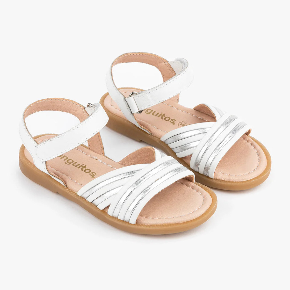 Sandalias De Niña Tiras En Blanco