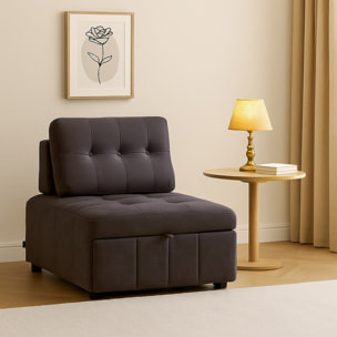 Poltrona letto singolo salvaspazio in tessuto marrone - Orleans