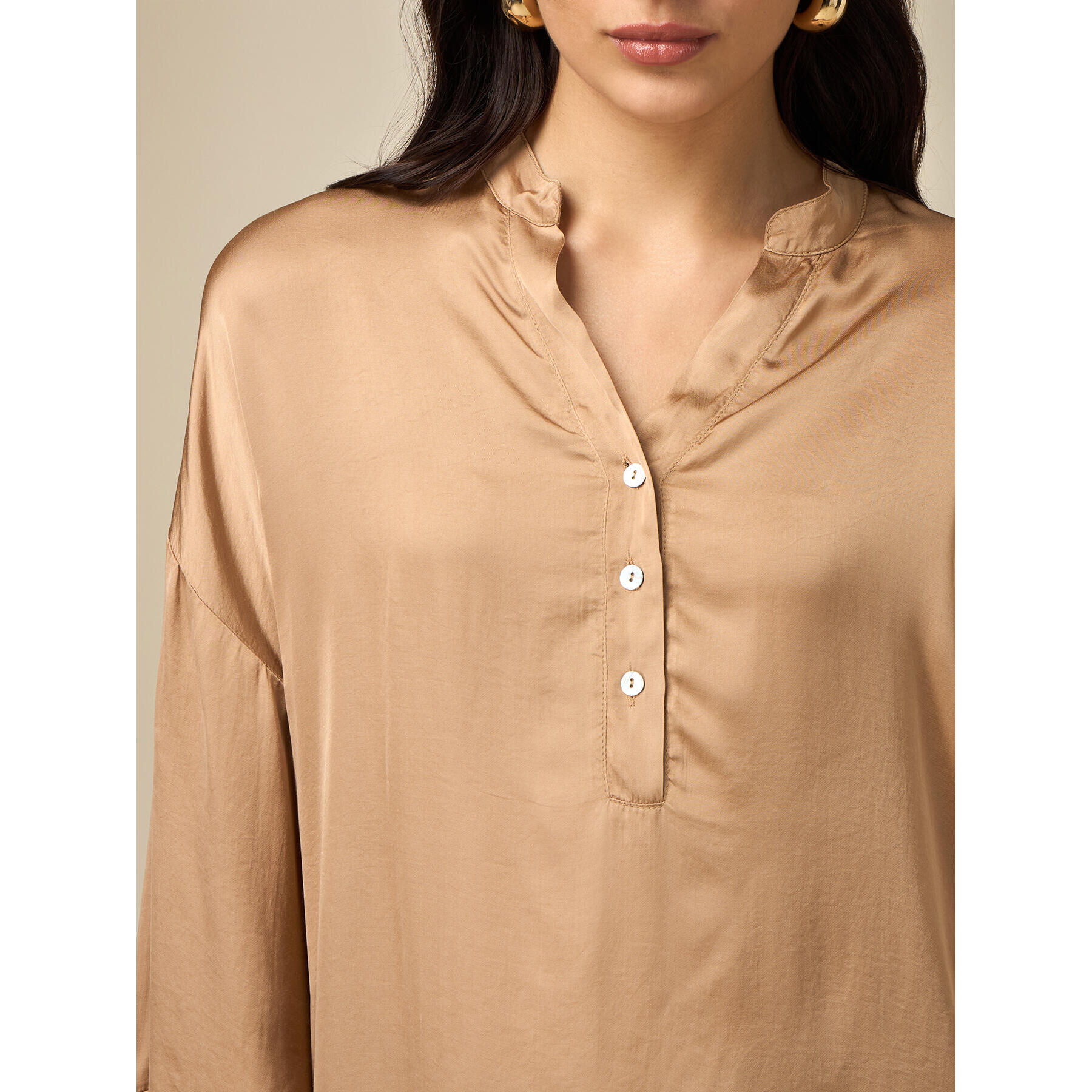 Oltre - Blusa en raso de viscosa - Beige