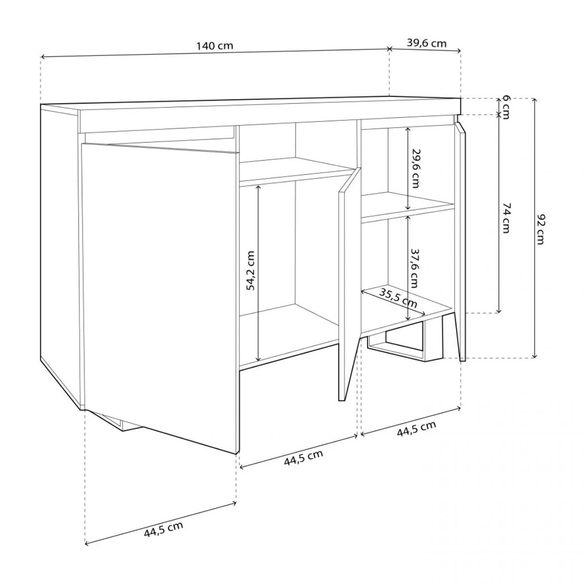 Aparador Ebos UP 140 Roble Nude - Ceniza