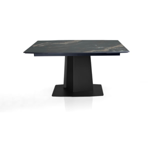 Table à manger extensible Tomasucci SAFIR, en céramique effet marbre noir, 140/170/200 × 89 × 77 cm