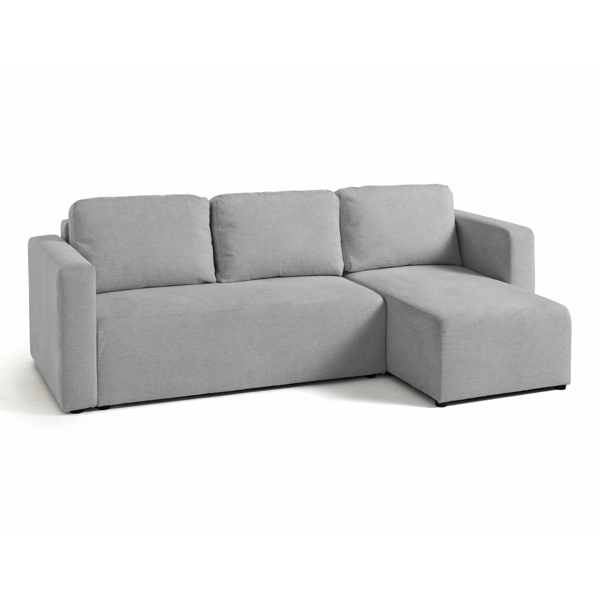 Canopy - canapé d'angle réversible - 4 places - convertible avec coffre - en tissu texturé - Gris clair