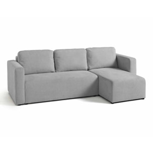 Canopy - canapé d'angle réversible - 4 places - convertible avec coffre - en tissu texturé - Gris clair