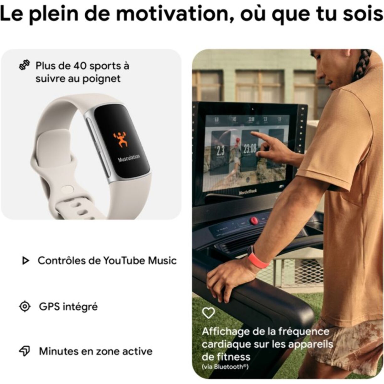 Bracelet connecté FITBIT Charge 6 Argent et porcelaine