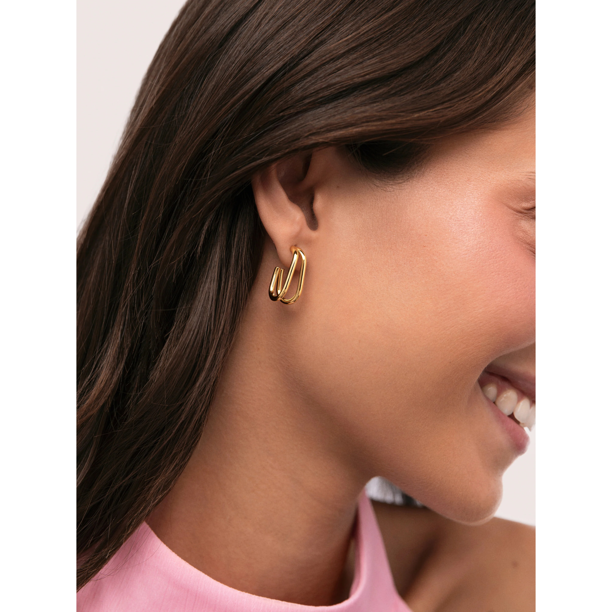 Pendientes Aro Mini Doble Bossa Acero Baño Oro