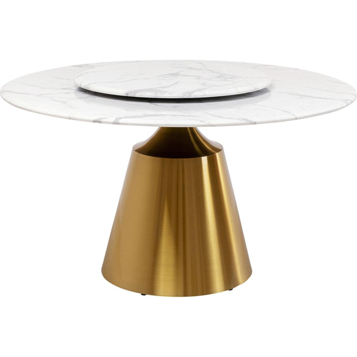 Table Lucia 135cm blanche et dorée Kare Design